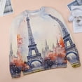 thumbnail image 6 of Eiffel Tower Women's Floral Printed Sweatshirt Long Sleeve Crewneck Casual Loose Vintage Graphic Pullover Tops, 6 of 7