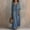Blue, variant on Dolkfu Cotton Blend Women'S Dresses V-Neck Petal 3/4 Sleeve Blue Maxi Peasant Dresses Retro Vintage Modern Solid Relaxed Fit Dresses Blue,L