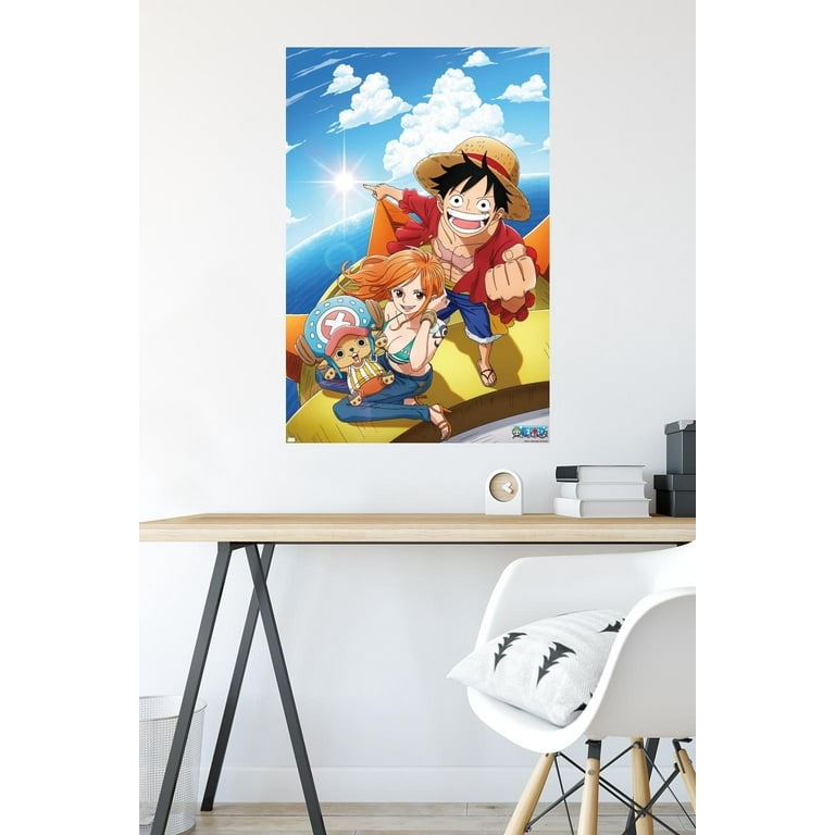 One Piece Anime Beach Towel - Luffy, Usopp, Nami Design, 100% Cotton, 70x140 Cm (27x55 In)