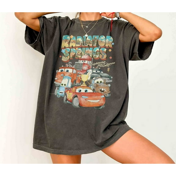 Retro Comfort Colors Radiator Springs Cars Movie T-Shirt, L.ightning Mc.Queen, Cars Movie Disney Shirt