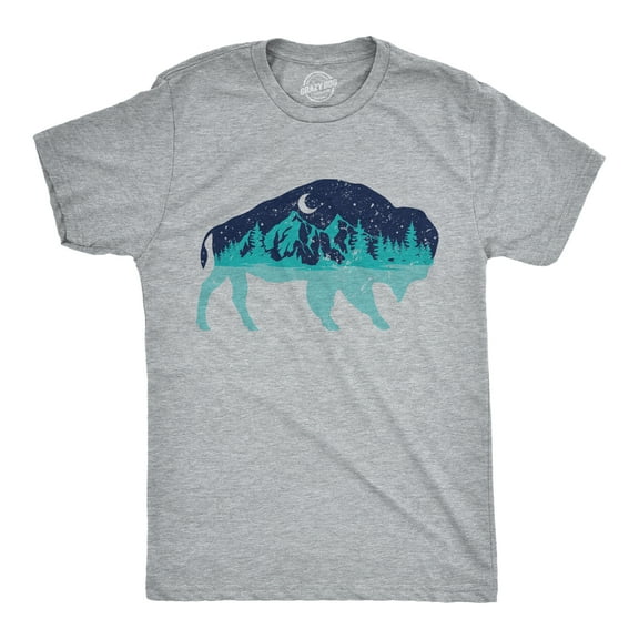 Mens Nature Bison T Shirt Funny Cool Outdoor Lovers Buffalo Tee for Guys Graphic Tees