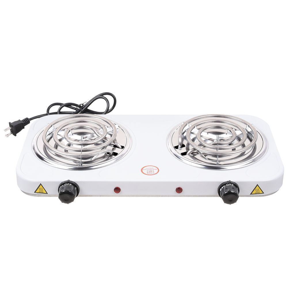 Portable 2000W Electric Double Burner 110V Hot Plate Heating Cooktop  Camping Dorm Stove Cooker with Plug