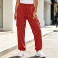 thumbnail image 5 of DYTTDG Women's Drawstring Elastic Waist Cargo Jogger Pants, Solid Color Loose Fit Casual Sweatpants with Side Cargo Pockets, 5 of 8