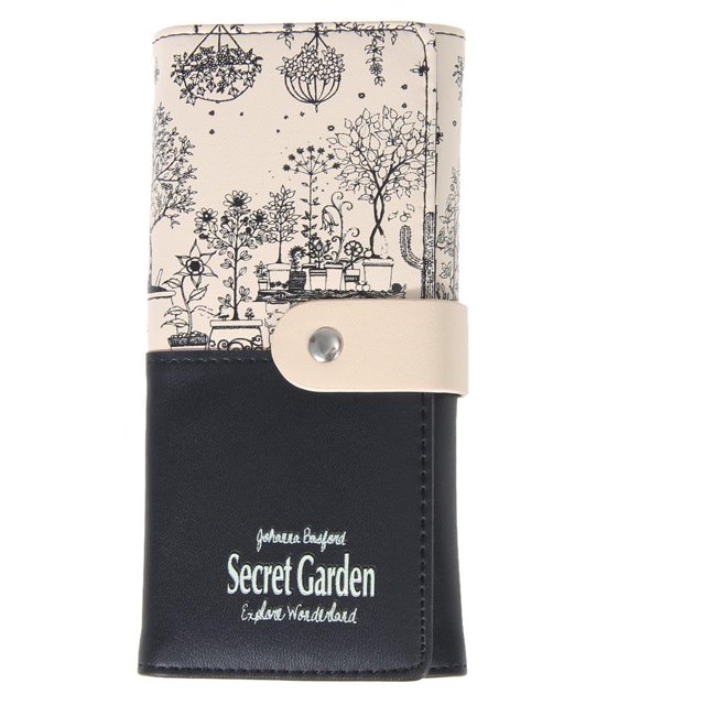 Sywqhk Cartera Con Estampado De Paisaje Para Mujer, Monedero De Pu, Bolso De Mano Largo Con Cerrojo Para Niñas (Negro) Sywqhk Para estrenar