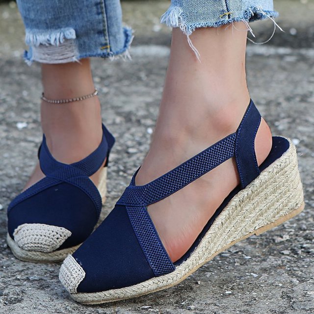 Mujeres Empalme Grueso Inferior Talón inclinado Cómodo Cabeza redonda Zapatos casuales de tela Wmkox8yii sa2788