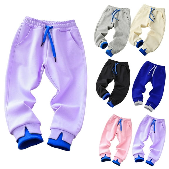 LOVZFMLL Boys Girls Contrast Color Sweatpants Relaxed Fit Joggers Casual Ankle Length Pants for Running Exercise Elastic Waist with Pockets Toddler Boys Girls Clothes 2-3 Years