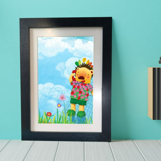Marco De Dibujos Marco de fotos con ilustraciones para niños con alfombrilla para tareas escolares, hogar u oficina (negro) Sywqhk Para estrenar