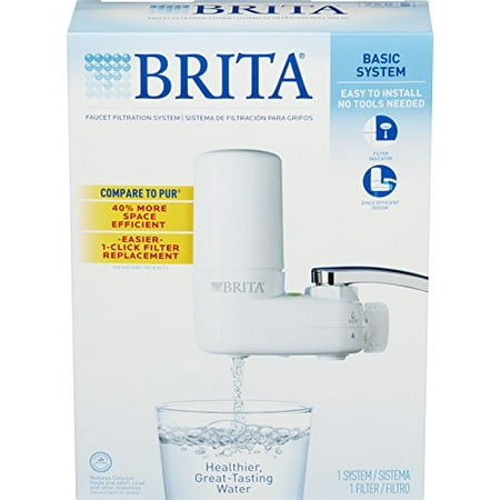 Brita Faucet Mount Water Filter for Sink, Removes 99% of Lead, Elite Advanced Filtration System, Includes 1 Replacement Filter, White