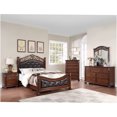 thumbnail image 6 of JERFIT Queen Bed Frame with Headboard Footboard, Traditional Upholstered Faux Leather Platform Bed, Dark Cherry Finish, No Box Spring Needed, 6 of 7