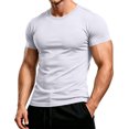 thumbnail image 3 of Mens T Shirts Casual Basic Short Sleeve Crewneck Tops Summer Gym Workout Athletic Lightweight Performance Tees White 3XL, 3 of 7