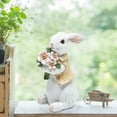 thumbnail image 3 of Figura de conejo de jardín, figura de príncipe, decoración familiar de conejos de Pascua de resina con flores, figuras de Pascua, decoración de mesa para jardín, casa, granja., 3 of 6