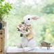 thumbnail image 3 of Figura de conejo de jardín, figura de príncipe, decoración familiar de conejos de Pascua de resina con flores, figuras de Pascua, decoración de mesa para jardín, casa, granja., 3 of 6