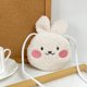 thumbnail image 1 of Bolso cruzado de monedas Bunny Plush Bunny Bandolera blanco • Bolso de hombro redondo de algodón PP suave • Almacenamiento con cremallera para monedas, auriculares • Correa ajustable 13x12cm, 1 of 6