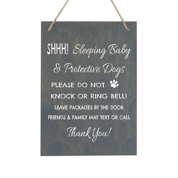 LifeSong Milestones Sleeping Baby Rope Sign for Front Door - SHHH!