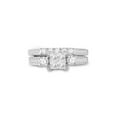 thumbnail image 2 of 14kt White Gold Princess Diamond Bridal Wedding Ring Band Set 1 Cttw, 2 of 5