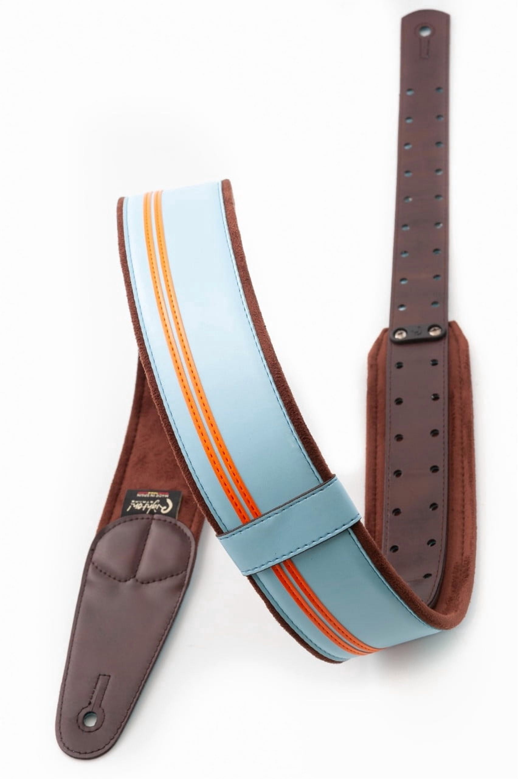 RightOn! Straps Mojo Collection Race-60 Guitar & Bass Strap made with Vegan Leather – Stylish and Comfortable - Sonic Blue