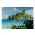 thumbnail image 2 of Travel Cutting Board, Caribbean Island Overlook with Palm Tree and Ocean Exotic Travel Destination Print, Decorative Tempered Glass Cutting and Serving Board, Large Size, Cream Blue, by Ambesonne, 2 of 5