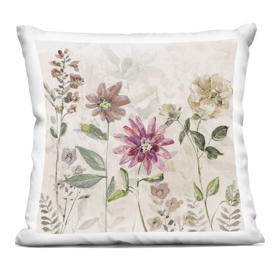 Stupell Industries Earthy Natural Flower Blooms Design by Sally Swatland Throw Pillow
