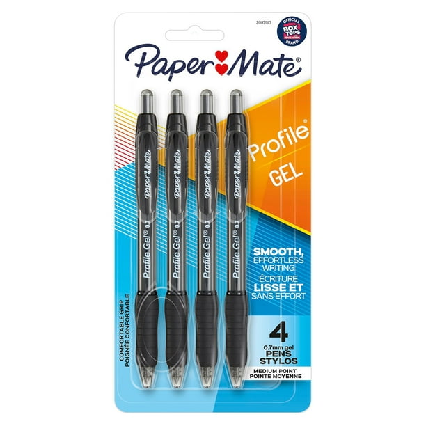 Paper Mate Gel Pen Profile Retractable Pen 0 7mm Black 4 Count