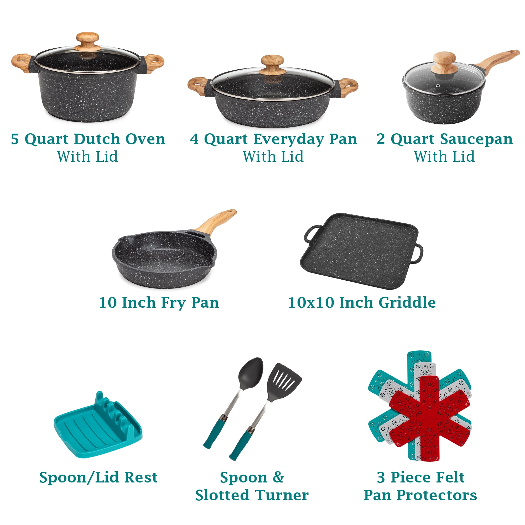 c&g outdoors 14 - Piece Non-Stick Aluminum Cookware Set