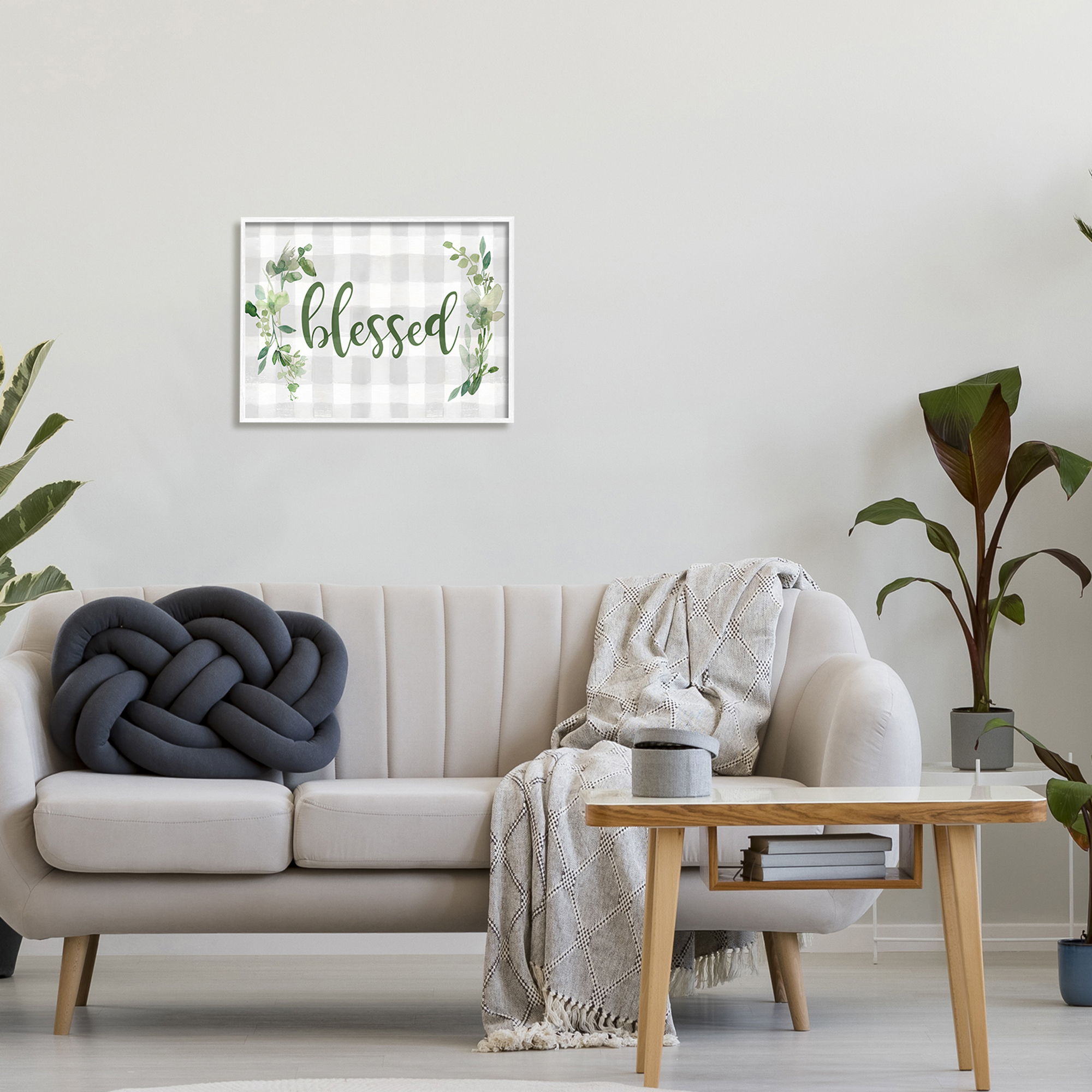 Stupell Industries Blessed Religious Phrase Geometric Herbal Tablecloth Pattern,20 x 16, Design by Carol Robinson