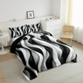 thumbnail image 3 of jejeloiu Geometric Lines Pattern Bedding Comforter Set,Waves Stripe Twin Comforter Sets,White Black Striped Bedding Set For Teens,Microfiber Bedroom Decor Reversible,2-Piece, 3 of 8