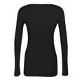 thumbnail image 4 of TQWQT Black Long Sleeve Shirts for Women Ribbed Knit Scoop Neck Slim Fit T-Shirt Basic Solid Thermal Top Casual Y2k Tops Winter Fashion Outfit Black XL, 4 of 4