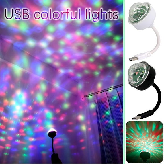 FurNest USB Car Atmosphere Light LED RGB Music DJ Disco Ball Lamp Home Party H