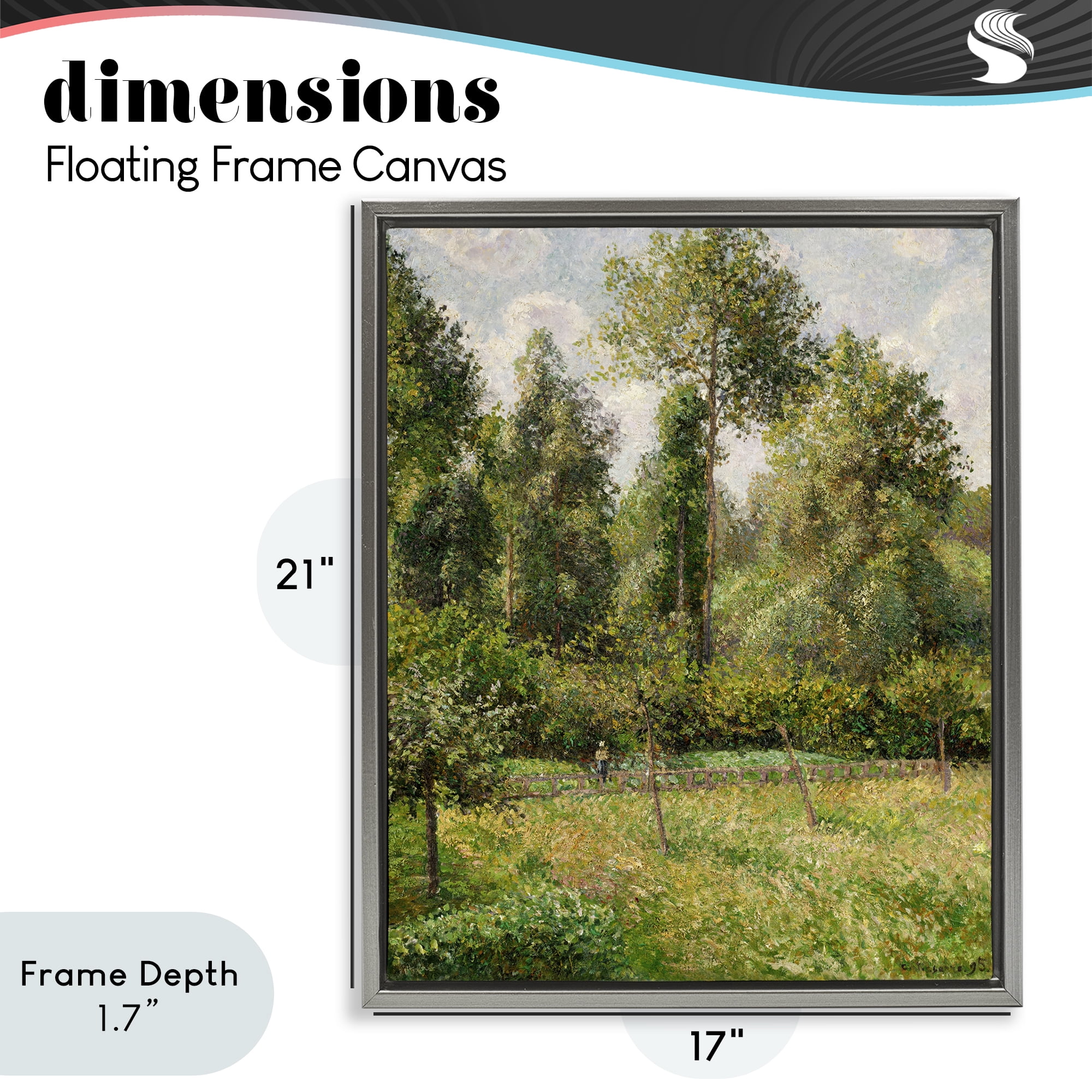 Stupell Industries Poplars Classic Landscape Gray Framed Floater Canvas Wall Art, design by Camille Pissarro
