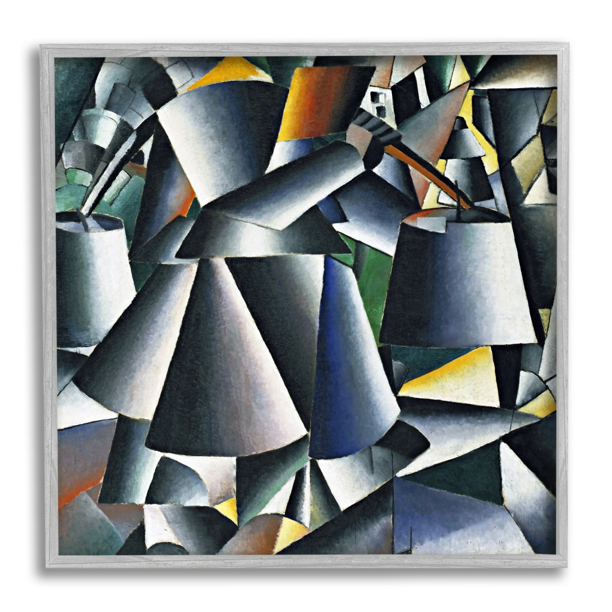 Stupell Industries Woman with Pails Kazimir Malevich Classic Abstract Painting Painting Gray Framed Art Print Wall Art, Design by one1000paintings