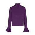 thumbnail image 7 of hotojiny Turtleneck Tops for Women Ruffle Long Sleeve Velvet Blouses Work Shirts Basic Fashion Going out Clothes Spring Outfit, 7 of 7