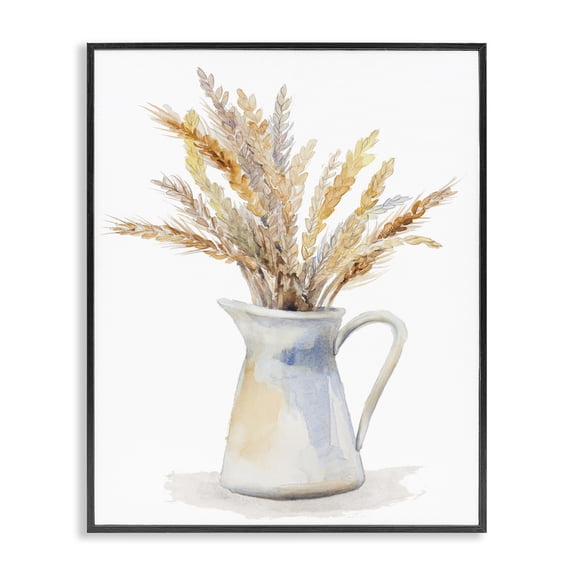 Stupell Industries French Country Wheat In Jug Still Life Watercolor Black Framed Giclee Art, 11 x 14, by Lanie Loreth