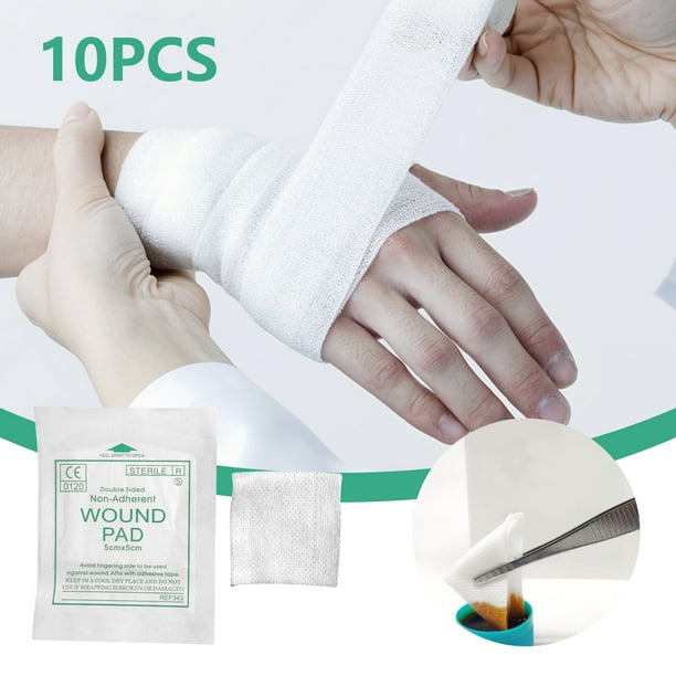 Fiudx Bloque de Gasa de Algodón Desechable, Suave y Cómodo, Lavable y Antideformable, Ideal para El Cuidado de Heridas, Primeros Auxilios En Casa, Suministros Médicos, 5 X 5 Cm, Paquete de 10