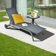 thumbnail image 4 of Gymax Ensemble de 2 Chaises Longues d'Extérieur Inclinables de Patio Réglables avec Roues Gris, 4 of 10