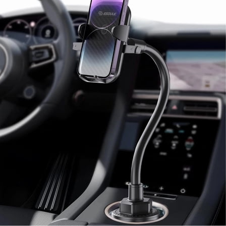 Esoulk Cup Holder Car Phone Mount with Flexible Gooseneck, Adjustable Base, 360° Rotation for iPhone & Android