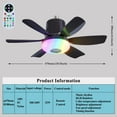 thumbnail image 3 of VIVIHEYDAY Ceiling Fan with Lights, Remote Control Timer Music Sync, RGB Dimmable 5 Blades, φ47cm, E27 Base, 3 of 8