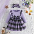 thumbnail image 2 of Sopiago Baby Toddler Girl Fall Winter Clothes Christmas Outfit Xmas Plaid Dress Christmas Dress Purple (6-9 Months), 2 of 7