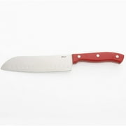 Oster Evansville 14 Piece Stainless Steel Cutlery Set with Red Plastic Handle and Black Rubber Wood Block