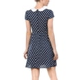 thumbnail image 3 of INSPIRE CHIC Women's  Peter Pan Collar Above Knee Hidden Zipper Back a-Line Dress M Blue, 3 of 7