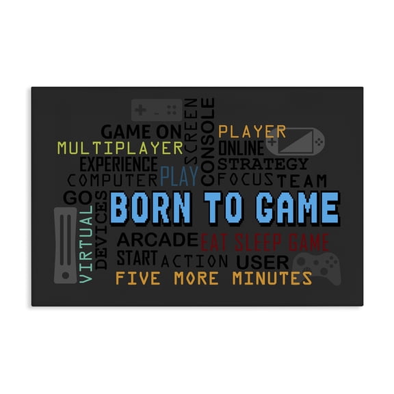 Stupell Industries Contemporary Born To Game Arcade Canvas Art, 24 x 16, by Kim Allen