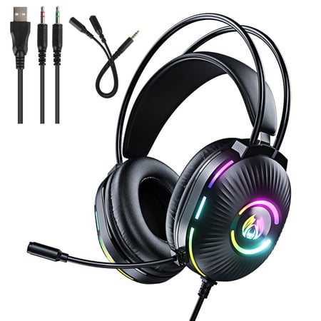 TSV Gaming Headset Fit for PC/PS4/PS5/Xbox One/Nintendo, Stereo Surround Sound Wired Over-Ear Headphone with Noise Cancelling Mic