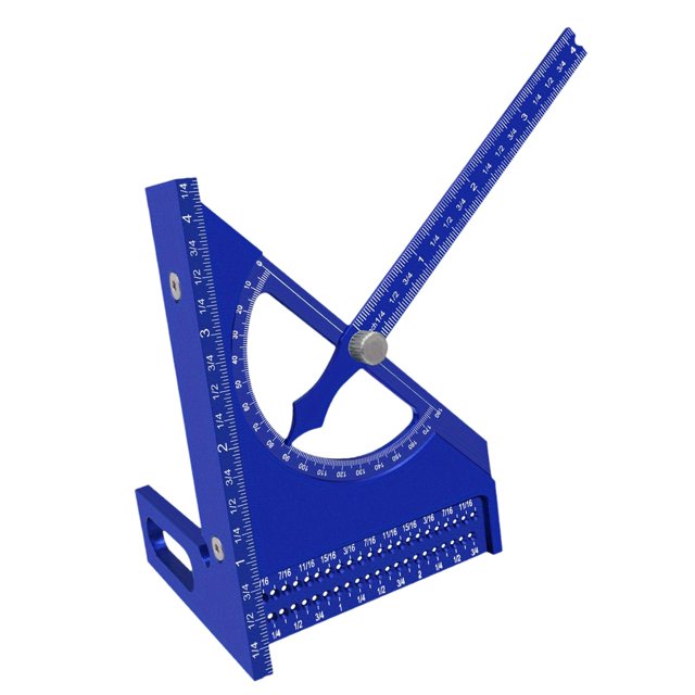 Regla triangular cuadrada, herramienta de diseño de medición de carpintería, ángulo múltiple ajustable para Azul