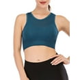thumbnail image 1 of Women's High Neck Seamless Sports Bra High Impact Padded Crop Tops Longline Tops Yoga Bra Blue/Black, 1 of 8