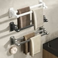 thumbnail image 1 of Xihbxyly Zapatero de Baño, Diseño de Pared Sin Perforaciones, Altura Ajustable, Toallero Versátil, Acero Inoxidable, Multiusos, Negro/Gris/Beige, 50 X 12 X 9 Cm, 1 of 6