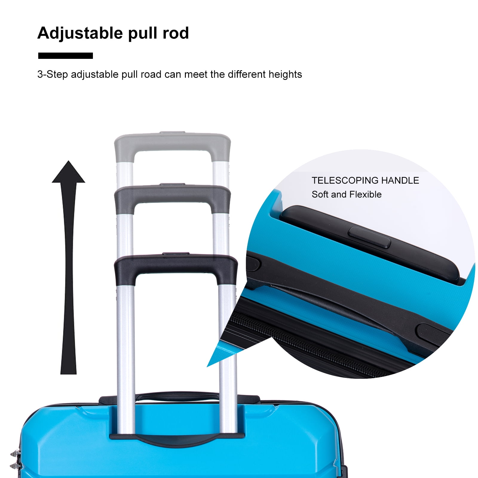 Aukfa Hardshell Suitcase Spinner Wheels PP Luggage Sets with TSA Lock - 3-Piece Set (20/24/28) - Light Blue