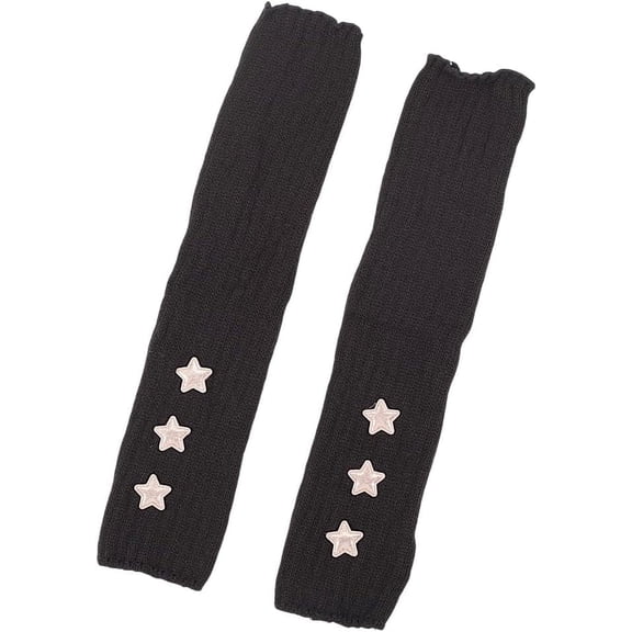 Black Arm Warmers Sleeves Star Women Knitted Japanese Harajuke Cosplay Lolita Wool Yarn Knitted Gothic Fingerless Mittens Thumb Hole Gloves for Women Girls diy