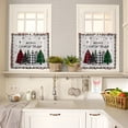 thumbnail image 4 of Merry Christmas Kitchen Curtains and Valances Set, Green Black Xmas Tree Red Floral Border Rod Pocket Window Valance 18 Inch Window Curtain Panels for Living Room Bedroom Laundry, 27.5x36in, 3 Pieces, 4 of 7