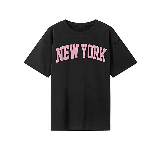 Camiseta de Mujer Ropa Deportiva de Verano Camisa con Cuello Redondo para Acampar Vacaciones Caminar XL