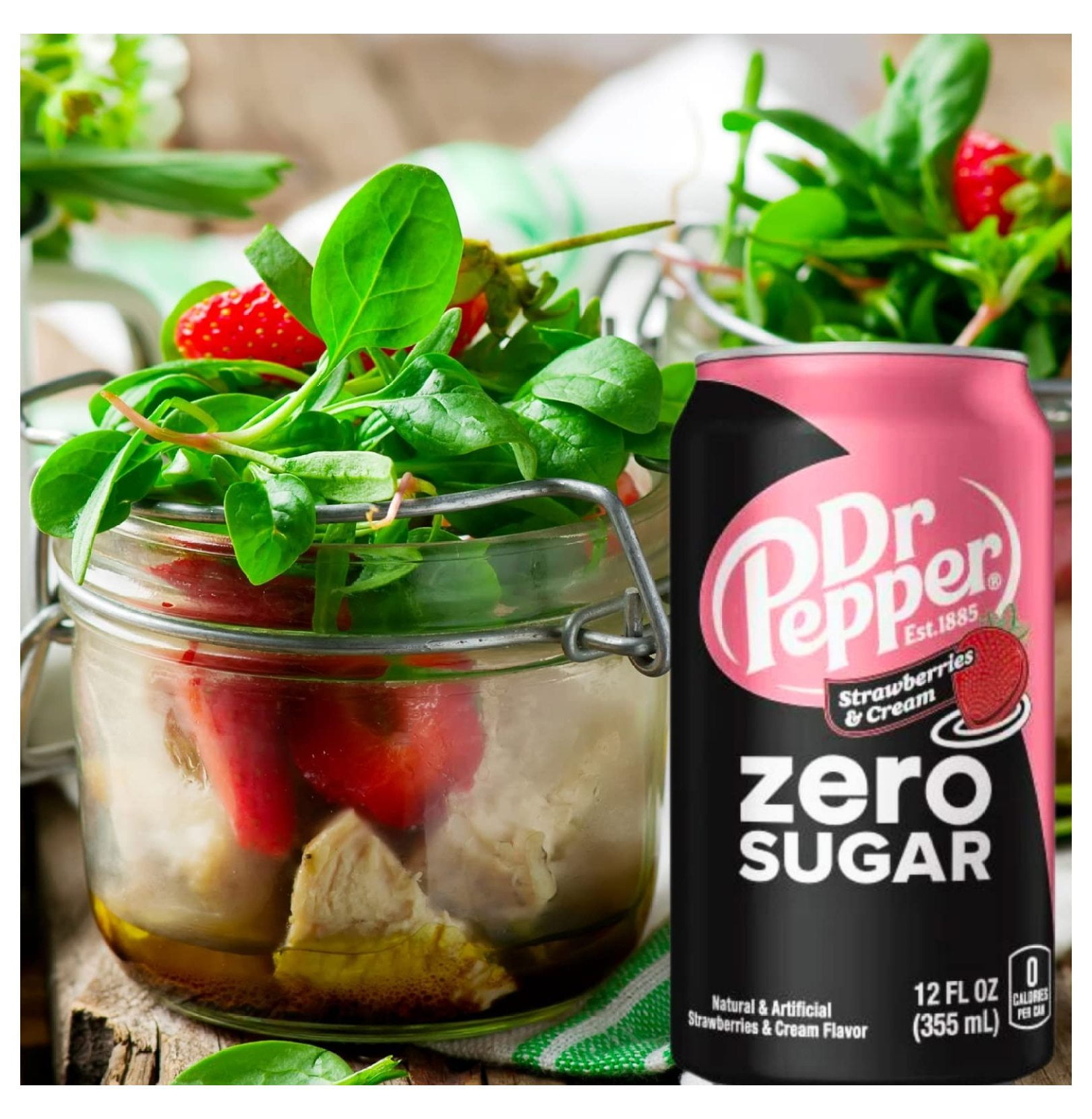 Dr. Pepper Strawberries and Cream Zero Bundled by Evarixsmt (24 Pack Cans)