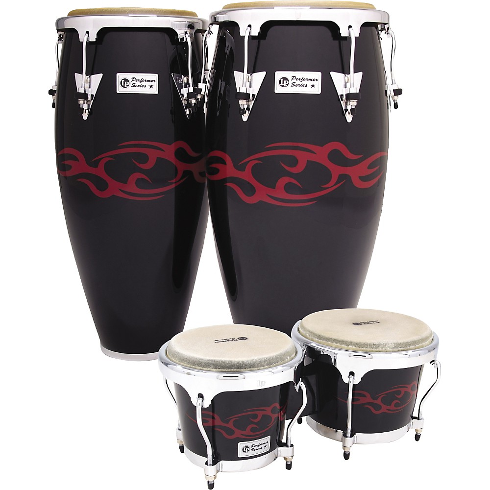 LP Performer Limited Edition 2Piece Conga Set Black with Red Tattoo